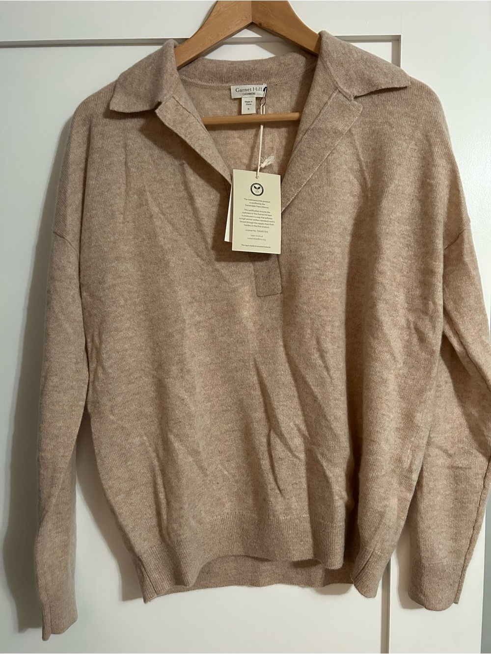 Garnet Hill Washable Cashmere Polo Sweater